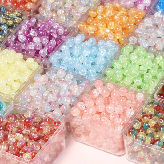 10mm ice crack handmade glass DIY beads - 50pcs/bag