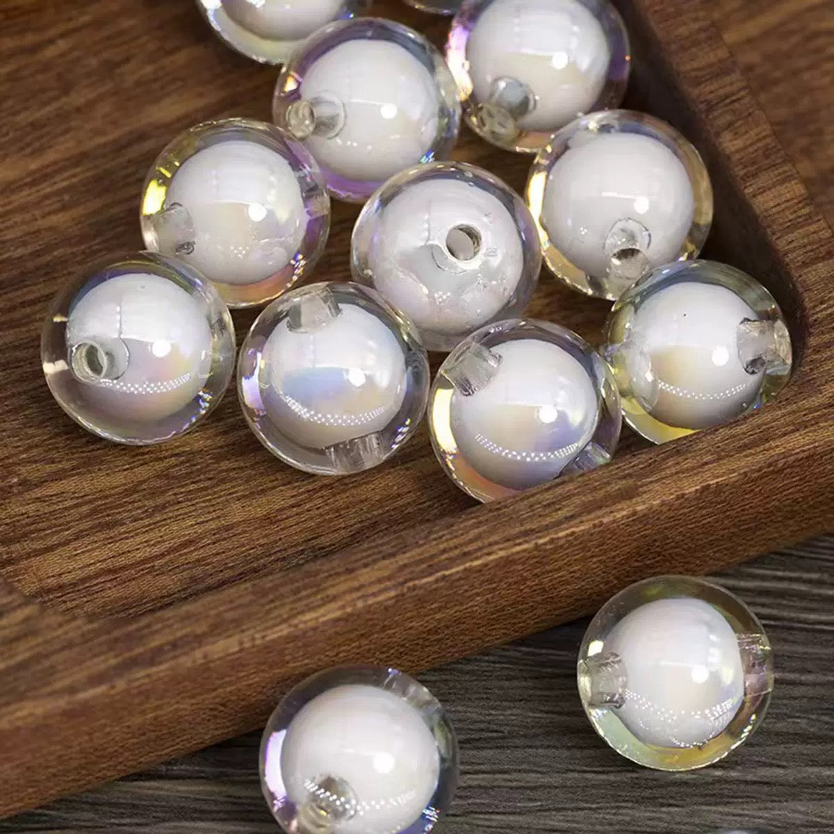 16mm double-layer DIY round beads handmade beads -50pcs/bag