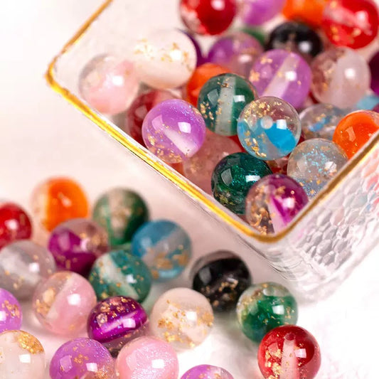 10mm DIY round resin glitter beads - 50pcs/bag