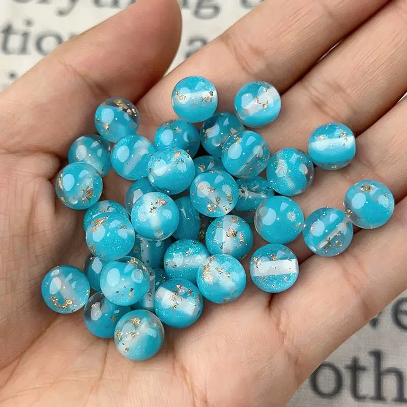 10mm DIY round resin glitter beads - 50pcs/bag