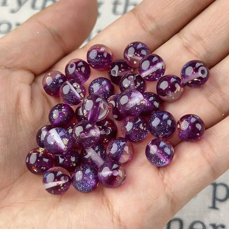 10mm DIY round resin glitter beads - 50pcs/bag