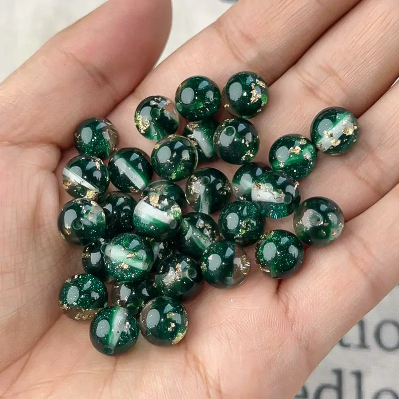 10mm DIY round resin glitter beads - 50pcs/bag