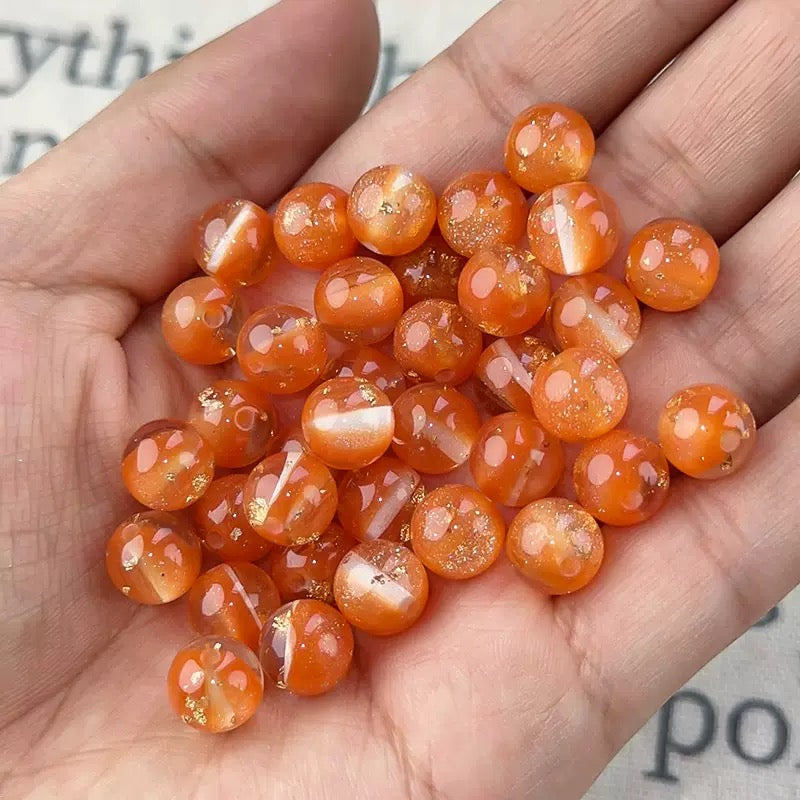 10mm DIY round resin glitter beads - 50pcs/bag