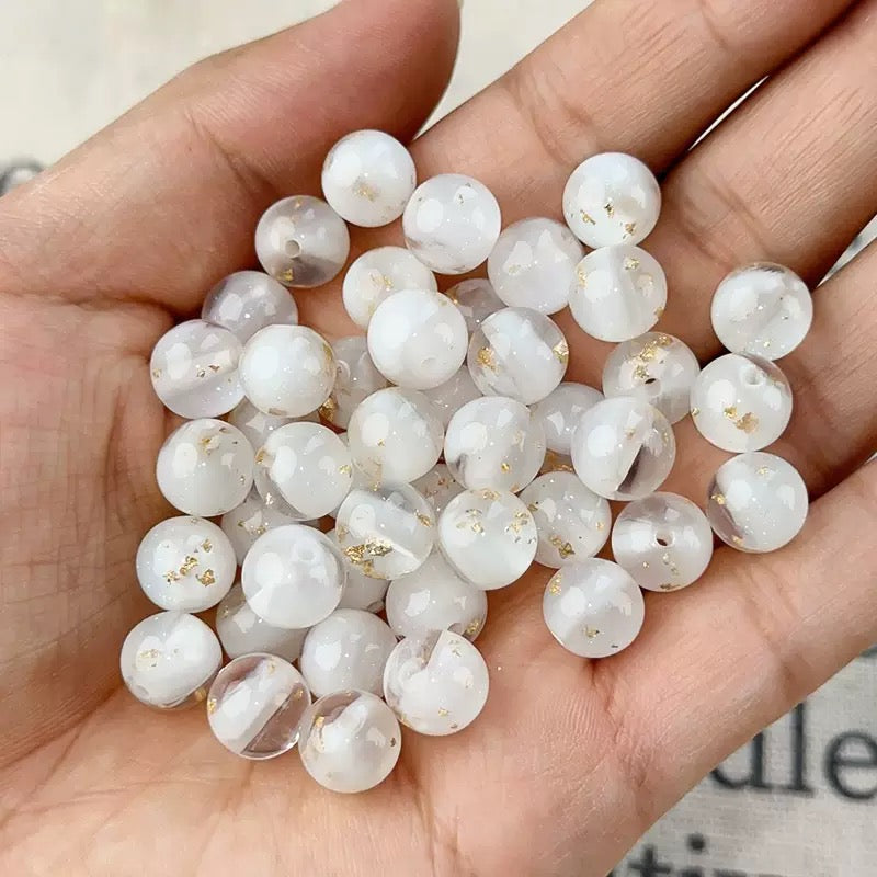 10mm DIY round resin glitter beads - 50pcs/bag