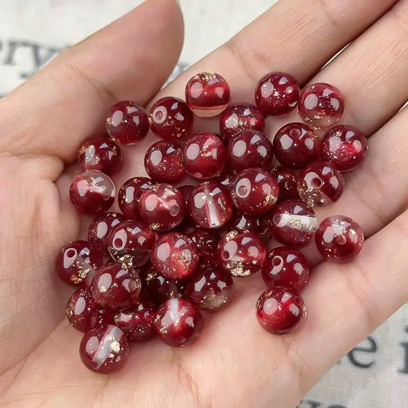 10mm DIY round resin glitter beads - 50pcs/bag