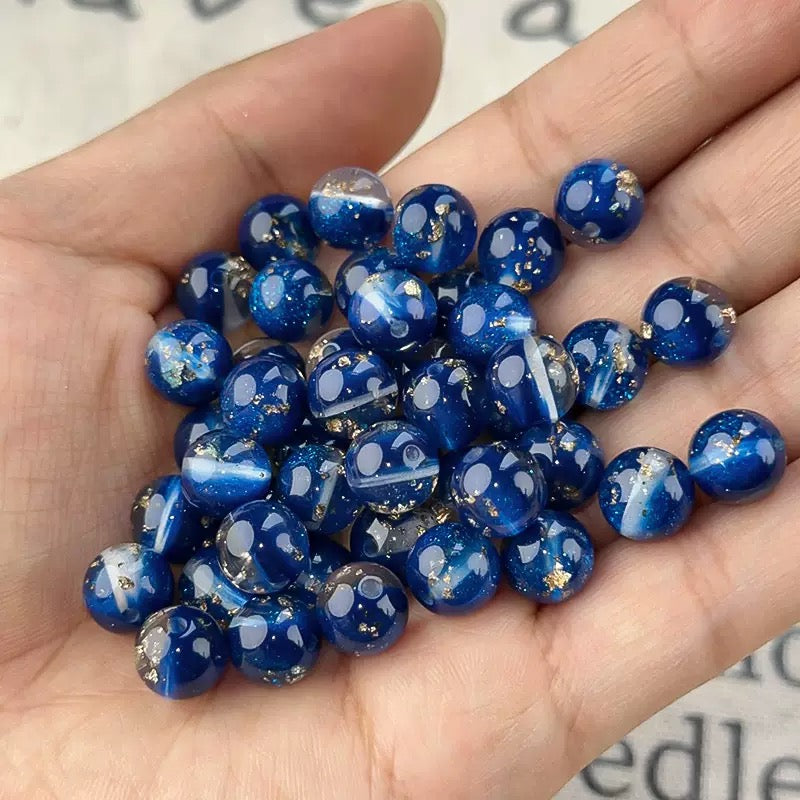 10mm DIY round resin glitter beads - 50pcs/bag