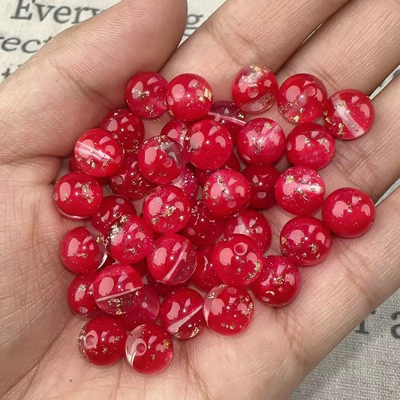 10mm DIY round resin glitter beads - 50pcs/bag