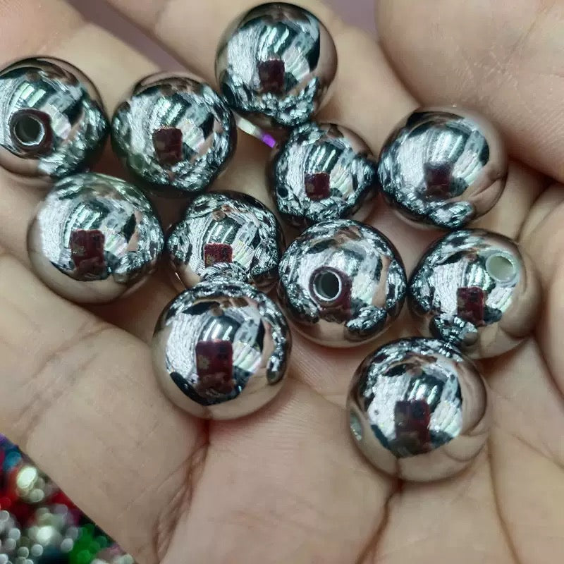 16mm metallic DIY round handmade beads - 50pcs/bag