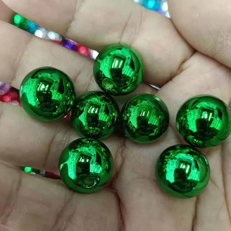 16mm metallic DIY round handmade beads - 50pcs/bag