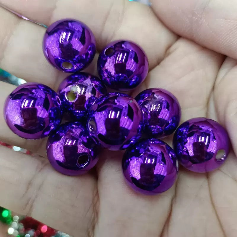 16mm metallic DIY round handmade beads - 50pcs/bag