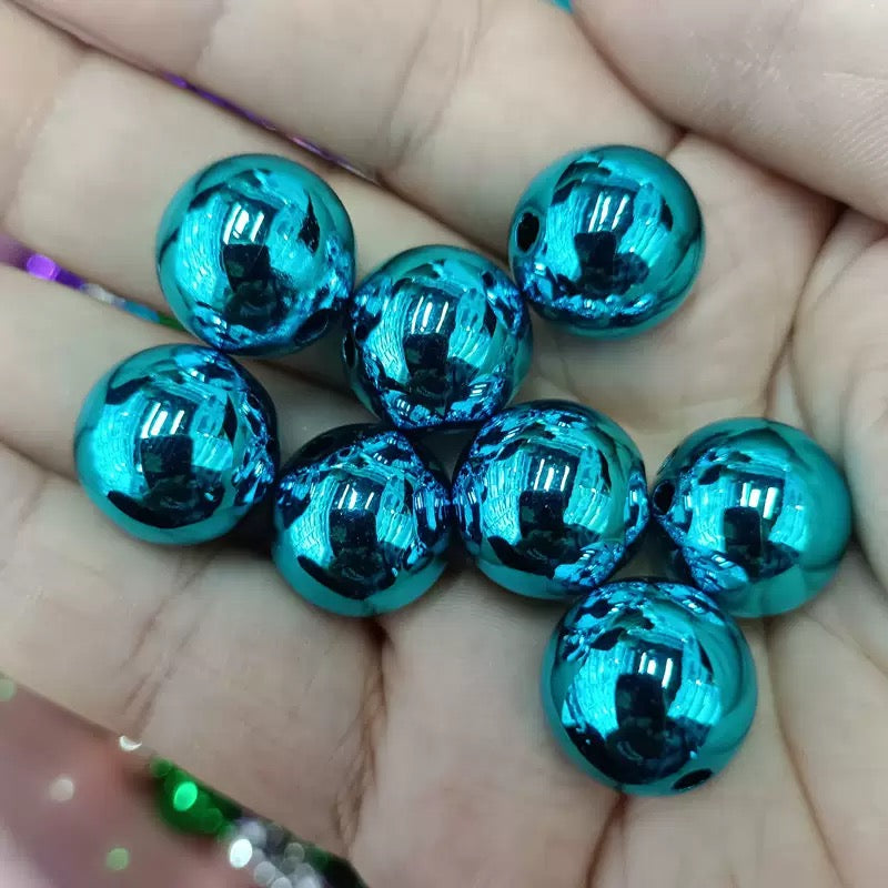 16mm metallic DIY round handmade beads - 50pcs/bag