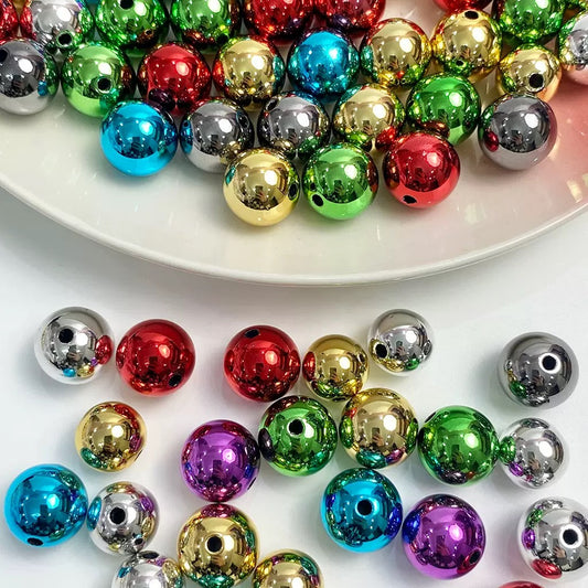 16mm metallic DIY round handmade beads - 50pcs/bag