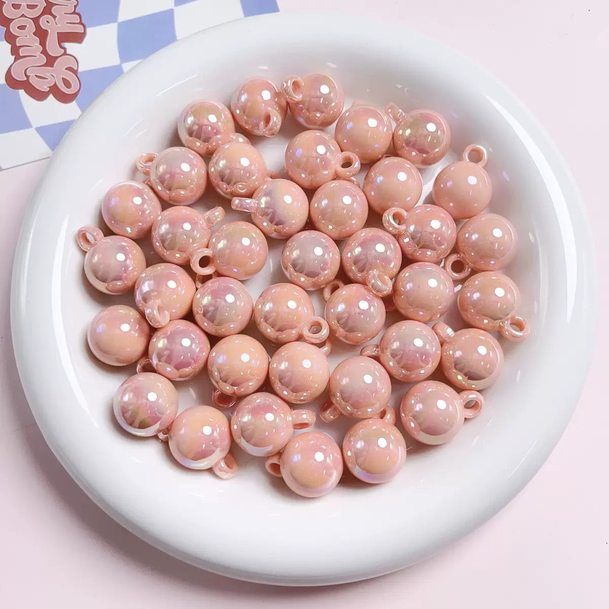 16mm UV-plated pendant hanging handmade DIY beads - 50pcs/bag