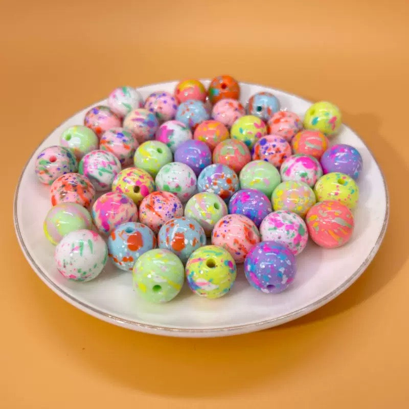 16mm acrylic painted round beads DIY - 20pcs/bag