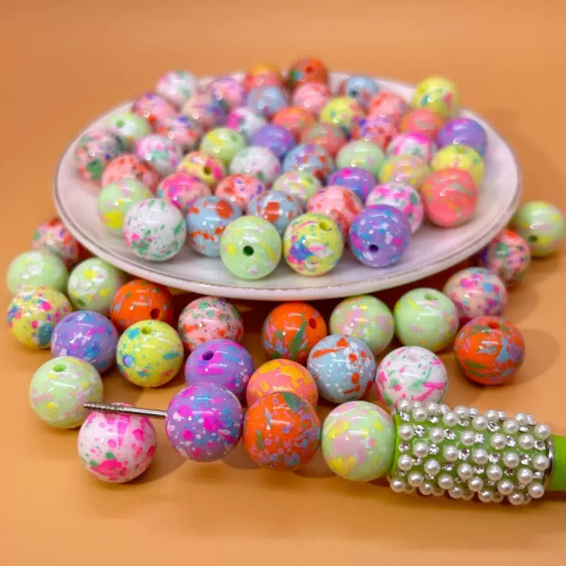 16mm acrylic painted round beads DIY - 20pcs/bag