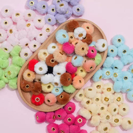 20mm fluffy pom pom DIY beads - 50pcs/bag