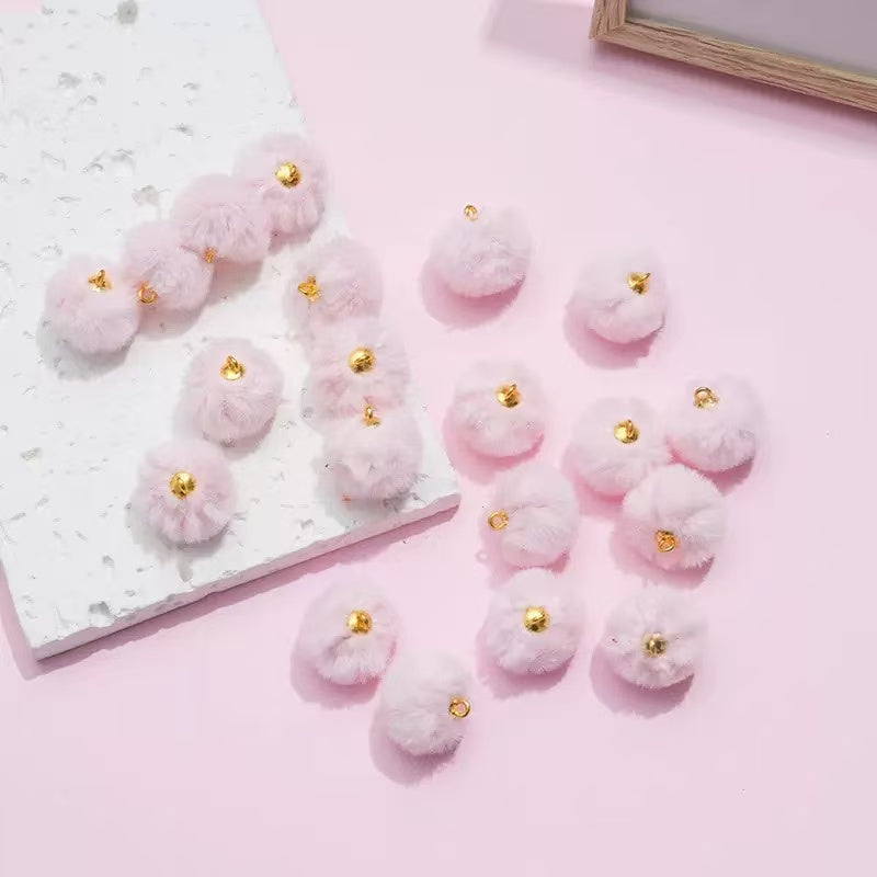 20mm fluffy pom pom pendant hanging DIY beads - 50pcs/bag