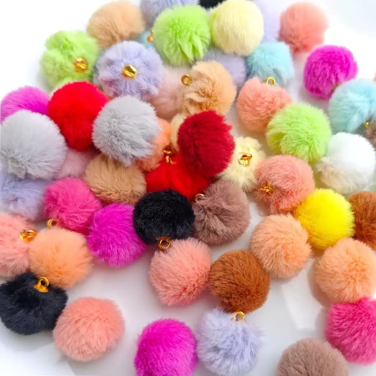 20mm fluffy pom pom pendant hanging DIY beads - 50pcs/bag