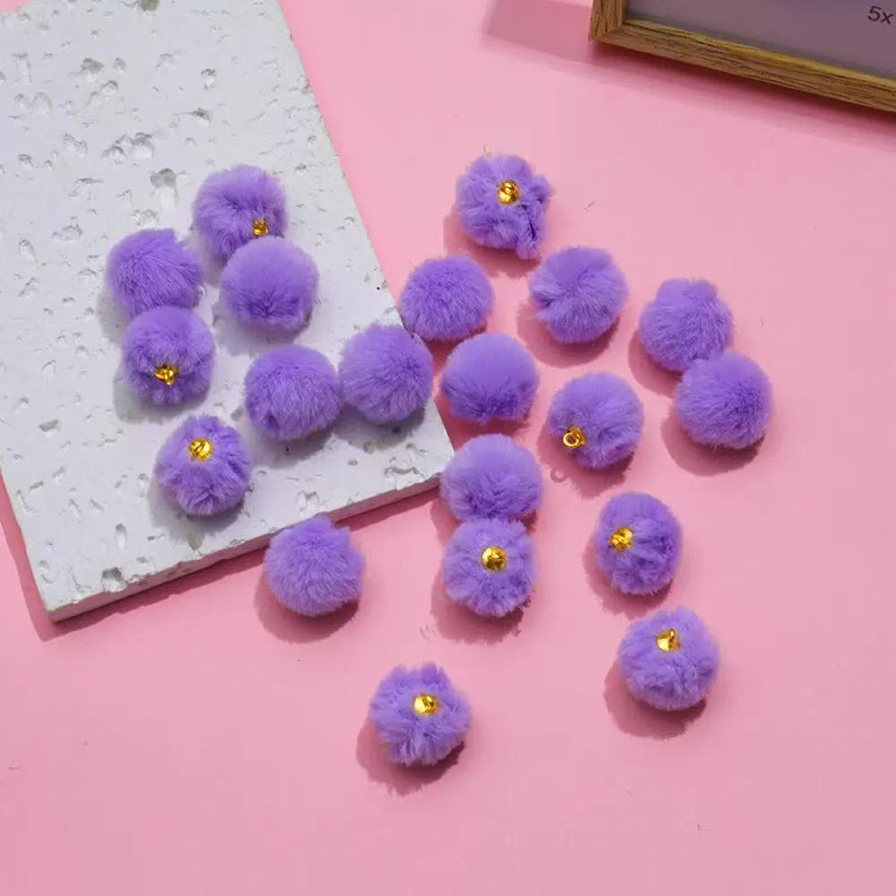 20mm fluffy pom pom pendant hanging DIY beads - 50pcs/bag