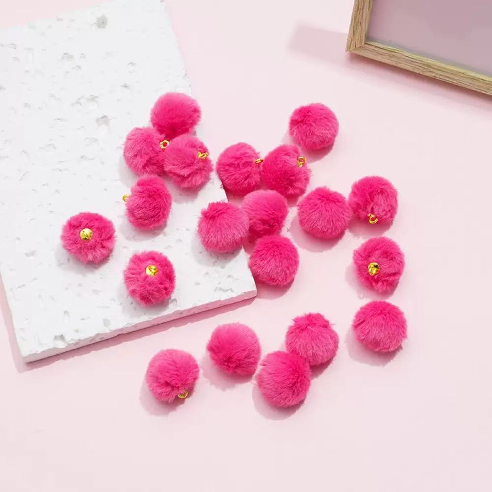 20mm fluffy pom pom pendant hanging DIY beads - 50pcs/bag