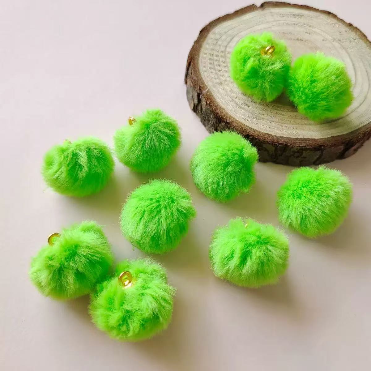 20mm fluffy pom pom pendant hanging DIY beads - 50pcs/bag