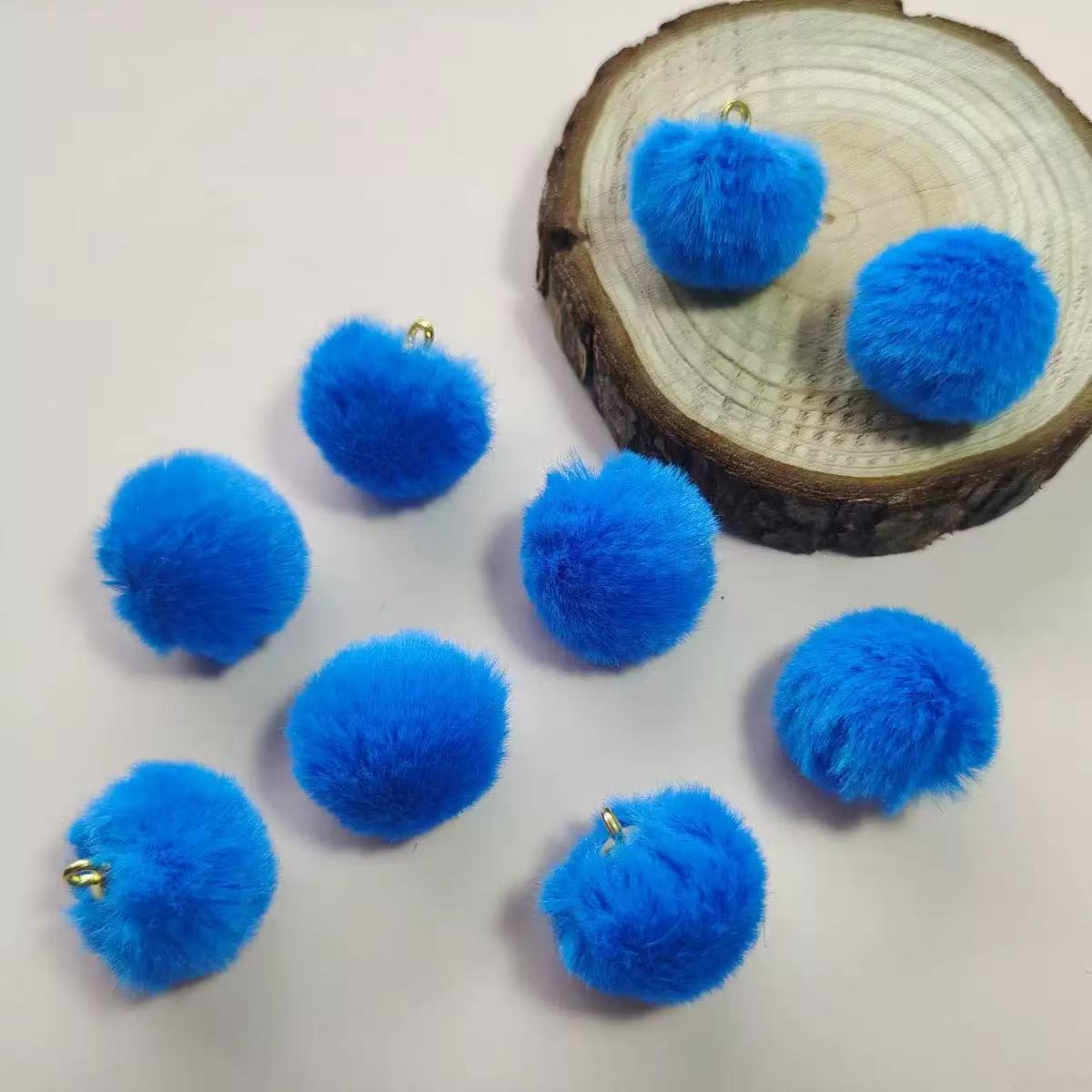 20mm fluffy pom pom pendant hanging DIY beads - 50pcs/bag