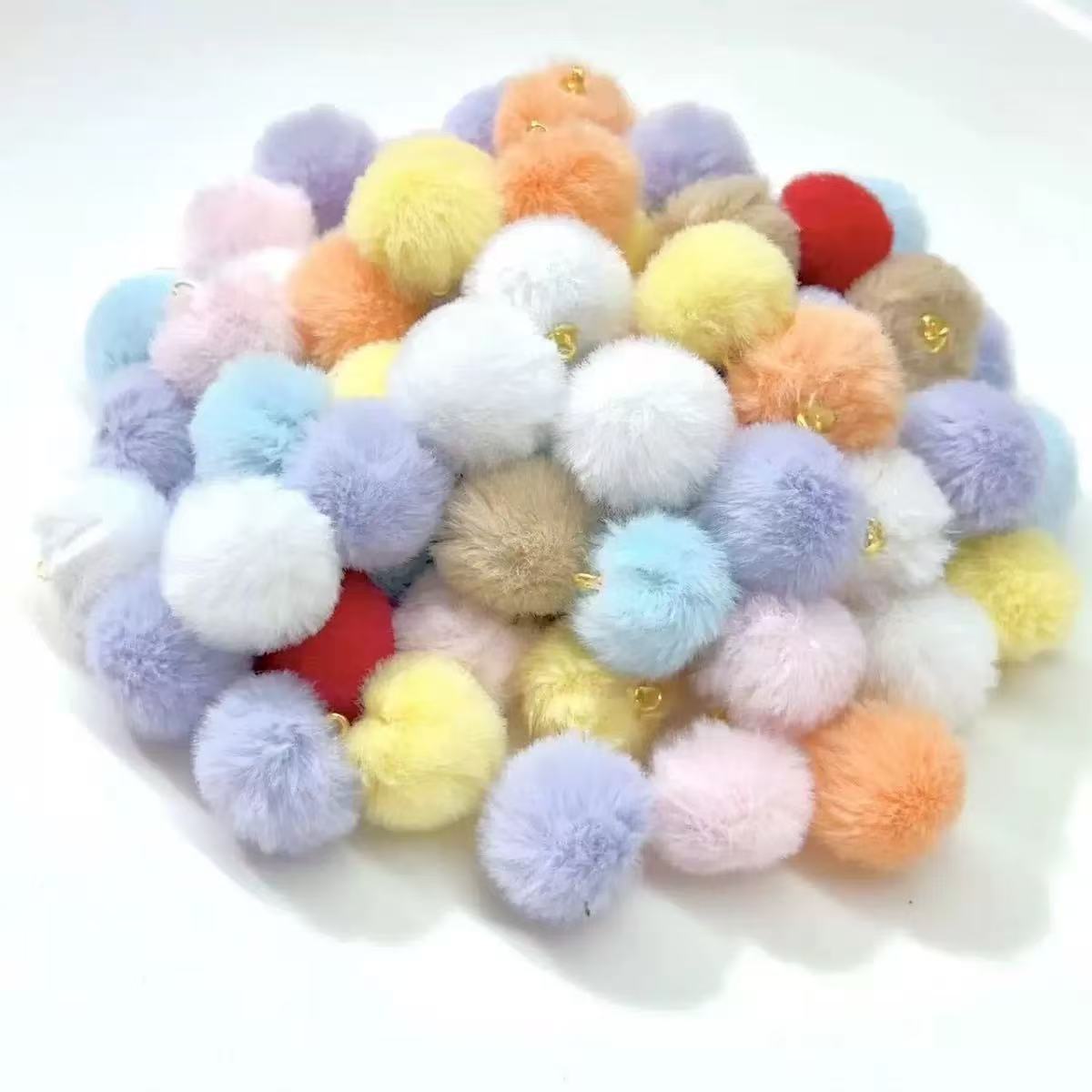 20mm fluffy pom pom pendant hanging DIY beads - 50pcs/bag