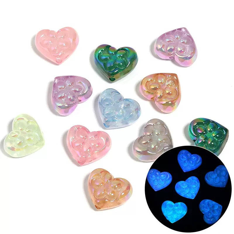 Luminous acrylic flower love diy beads - 25pcs/bag