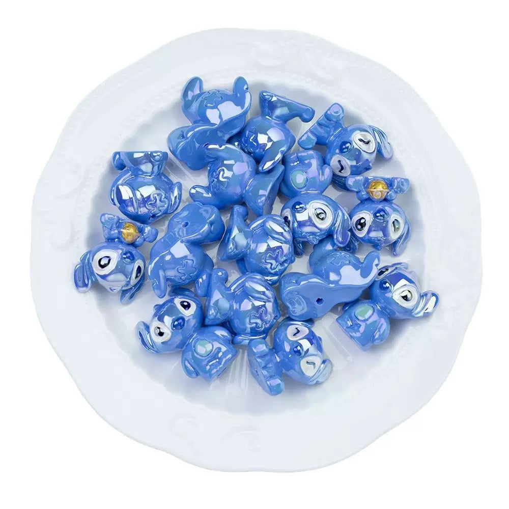 3D blue cartoon character DIY beads - 5pcs/bag