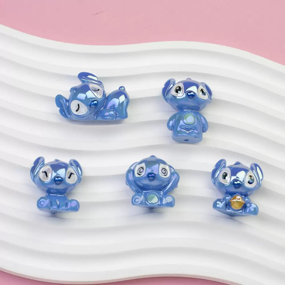 3D blue cartoon character DIY beads - 5pcs/bag