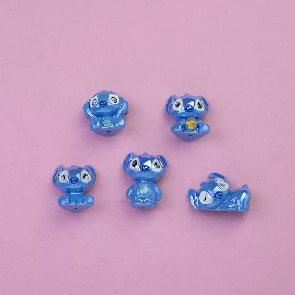 3D blue cartoon character DIY beads - 5pcs/bag