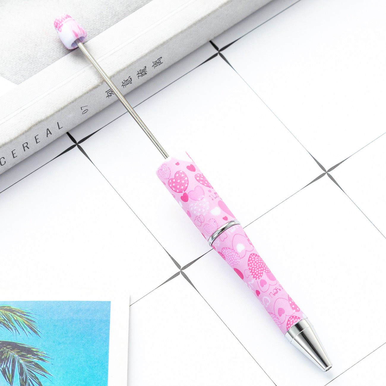 Beaded Valentine's Day DIY  plastic pen