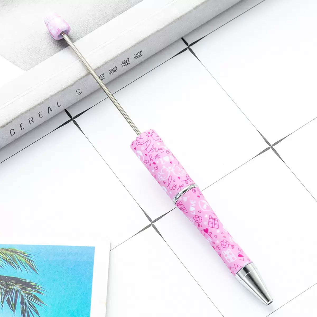 Beaded Valentine's Day DIY  plastic pen