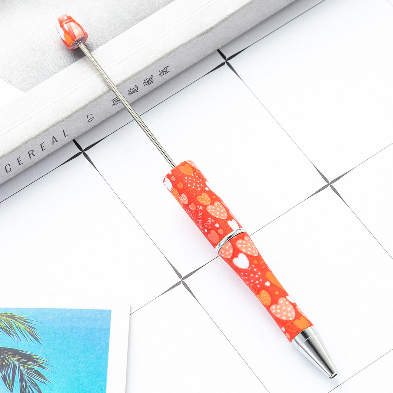 Beaded Valentine's Day DIY  plastic pen