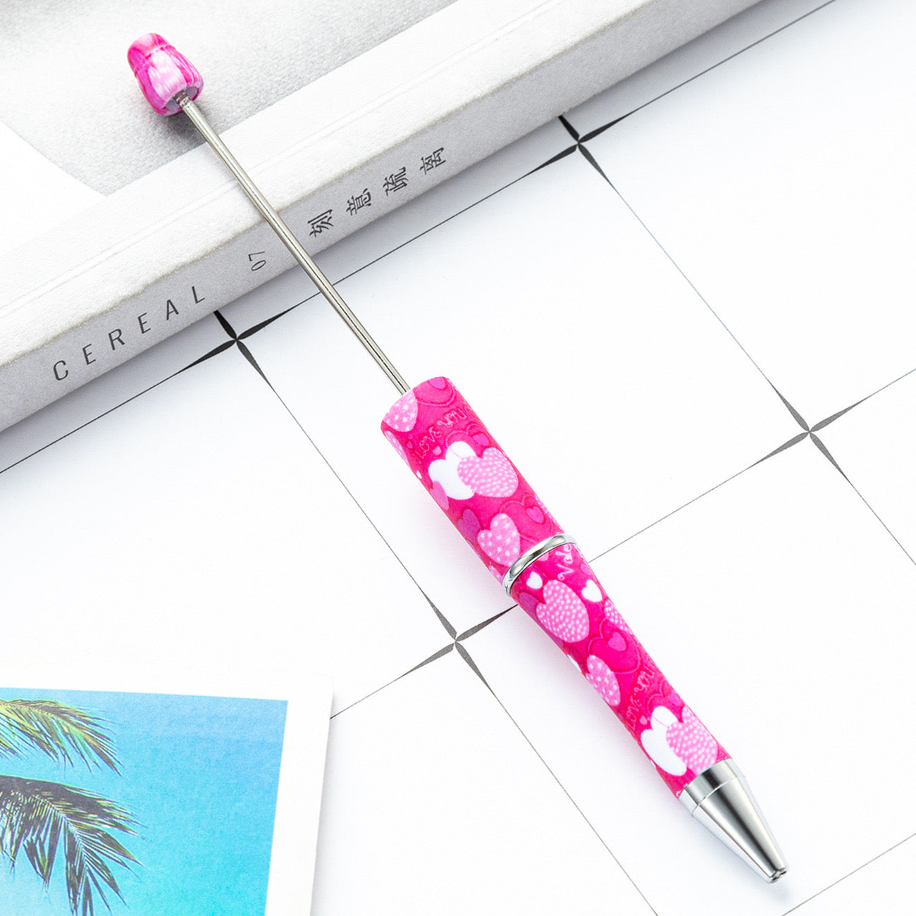 Beaded Valentine's Day DIY  plastic pen