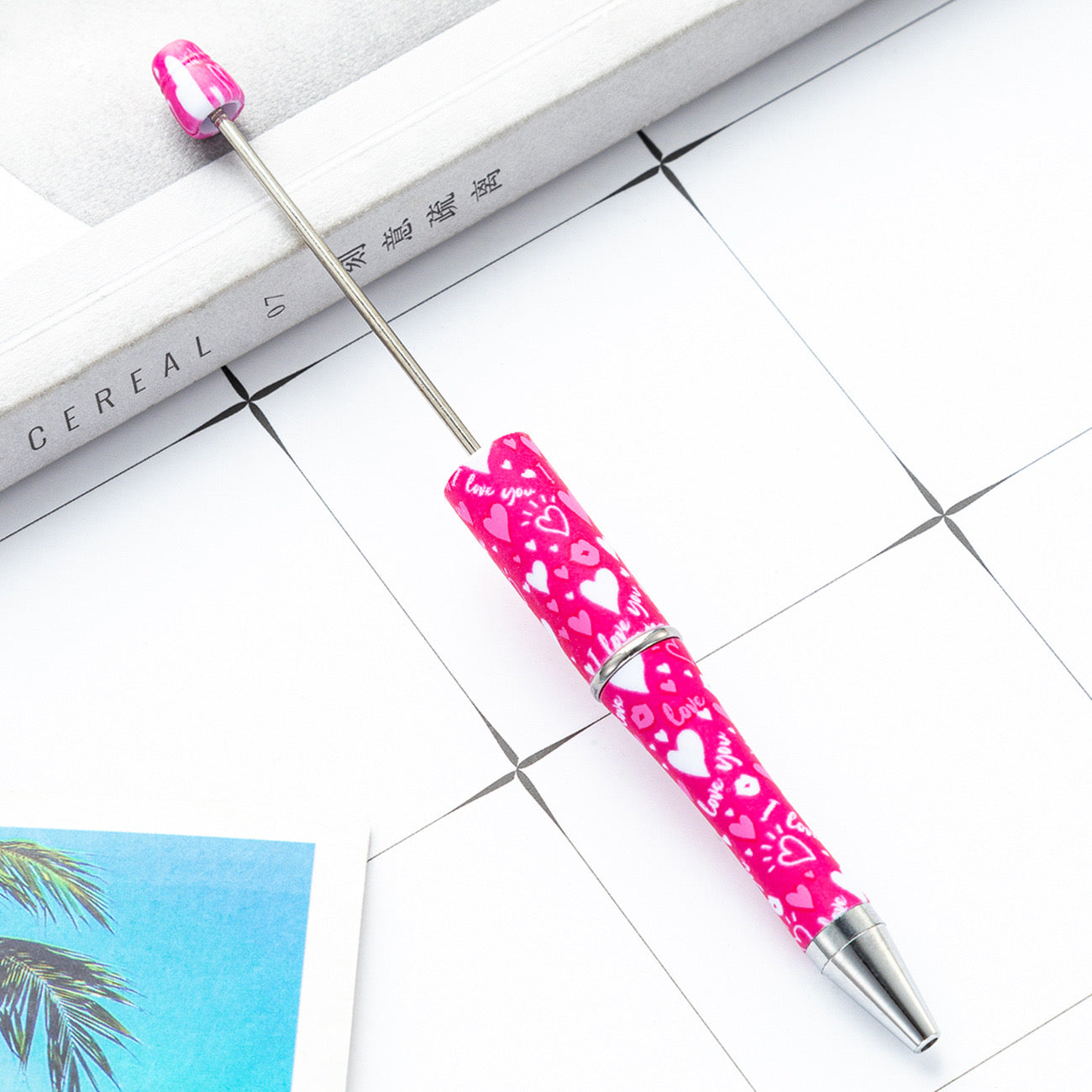 Beaded Valentine's Day DIY  plastic pen