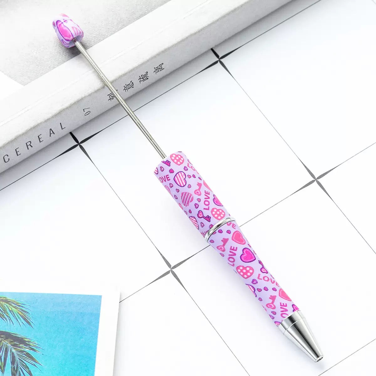 Beaded Valentine's Day DIY  plastic pen