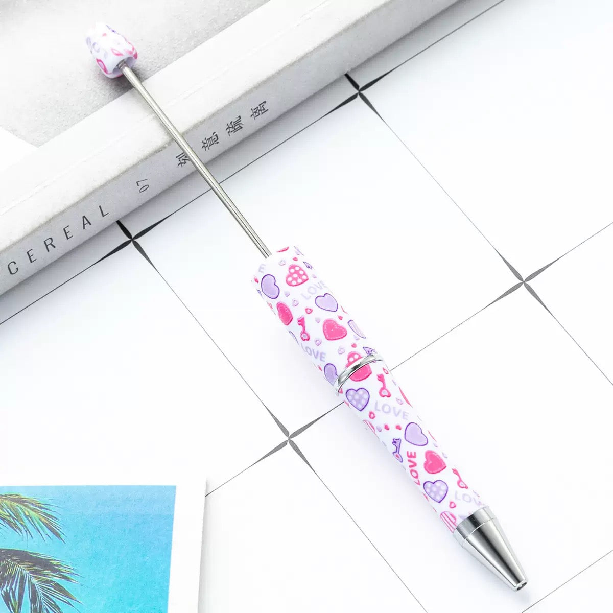 Beaded Valentine's Day DIY  plastic pen