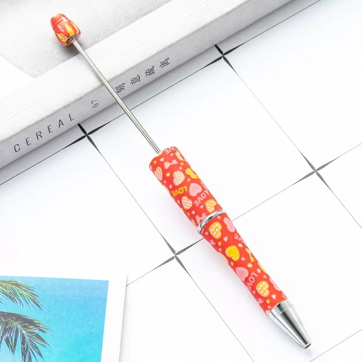 Beaded Valentine's Day DIY  plastic pen