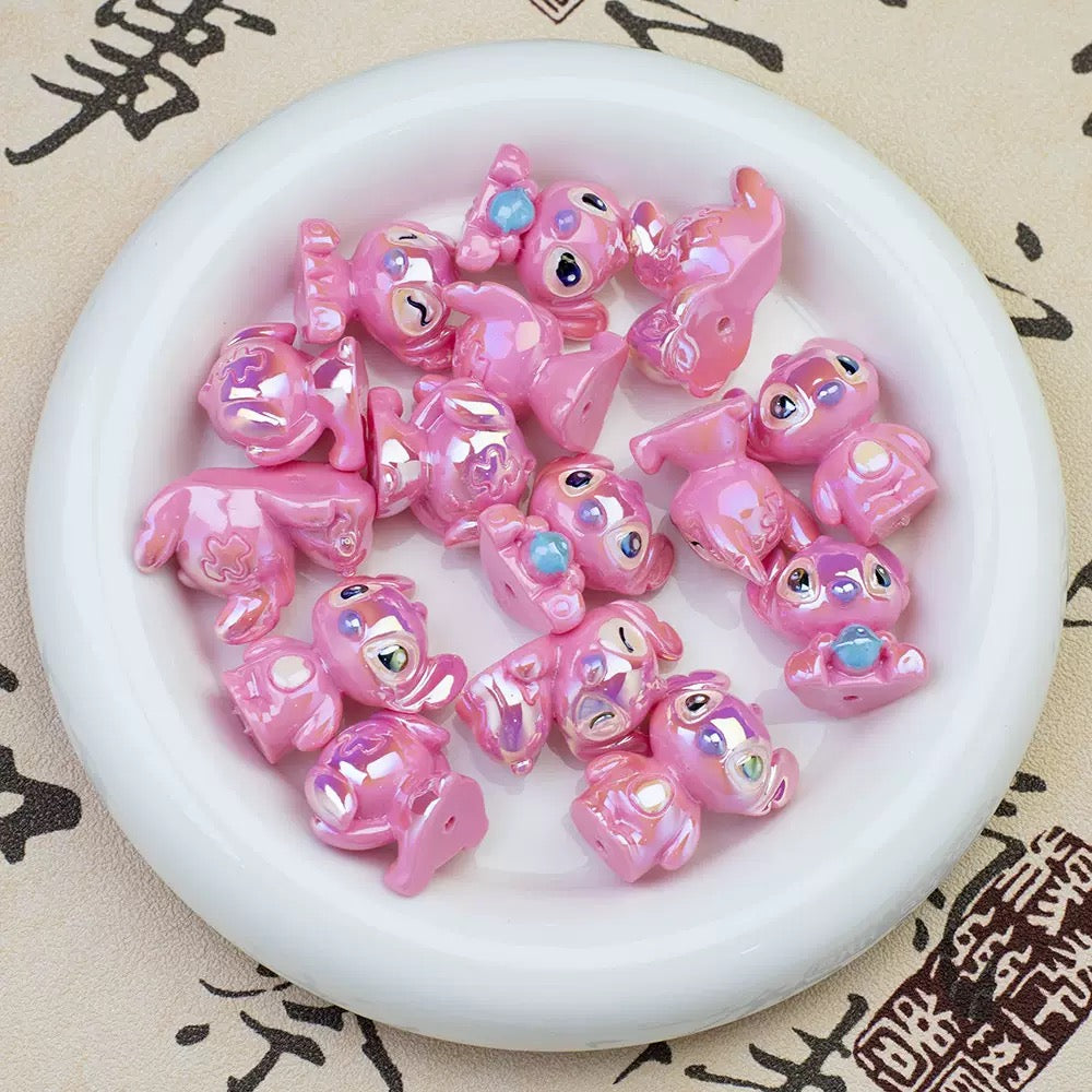 Cute pink charater beads - 5pcs/bag