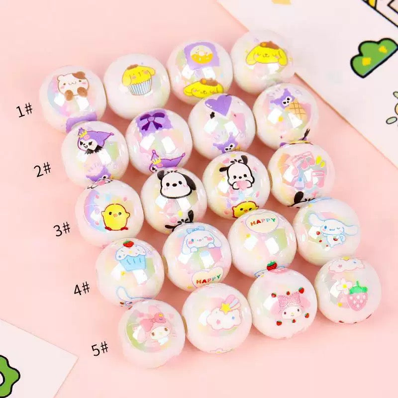 16mm cartoon printed round DIY beads 10pcs/bag