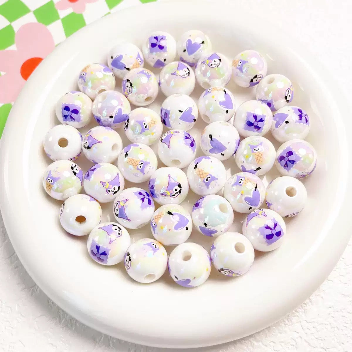 16mm cartoon printed round DIY beads 10pcs/bag