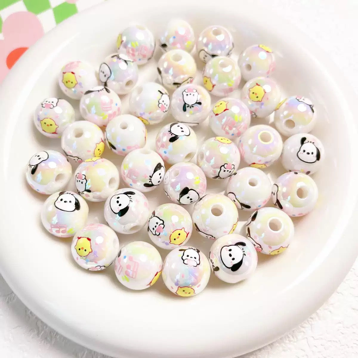 16mm cartoon printed round DIY beads 10pcs/bag