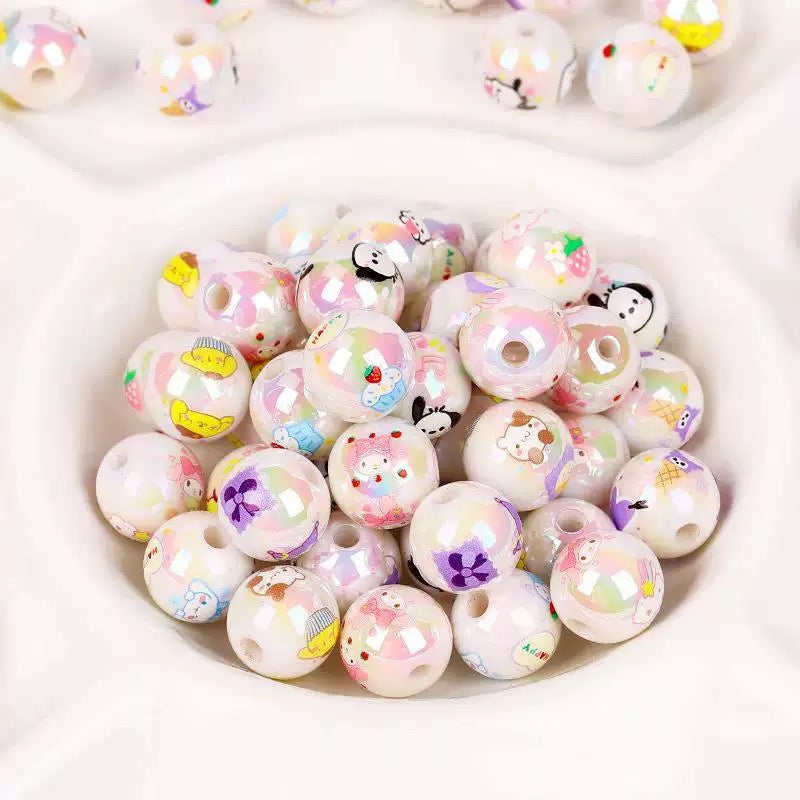 16mm cartoon printed round DIY beads 10pcs/bag