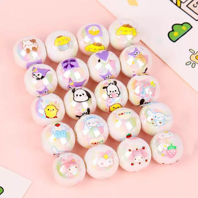 16mm cartoon printed round DIY beads 10pcs/bag