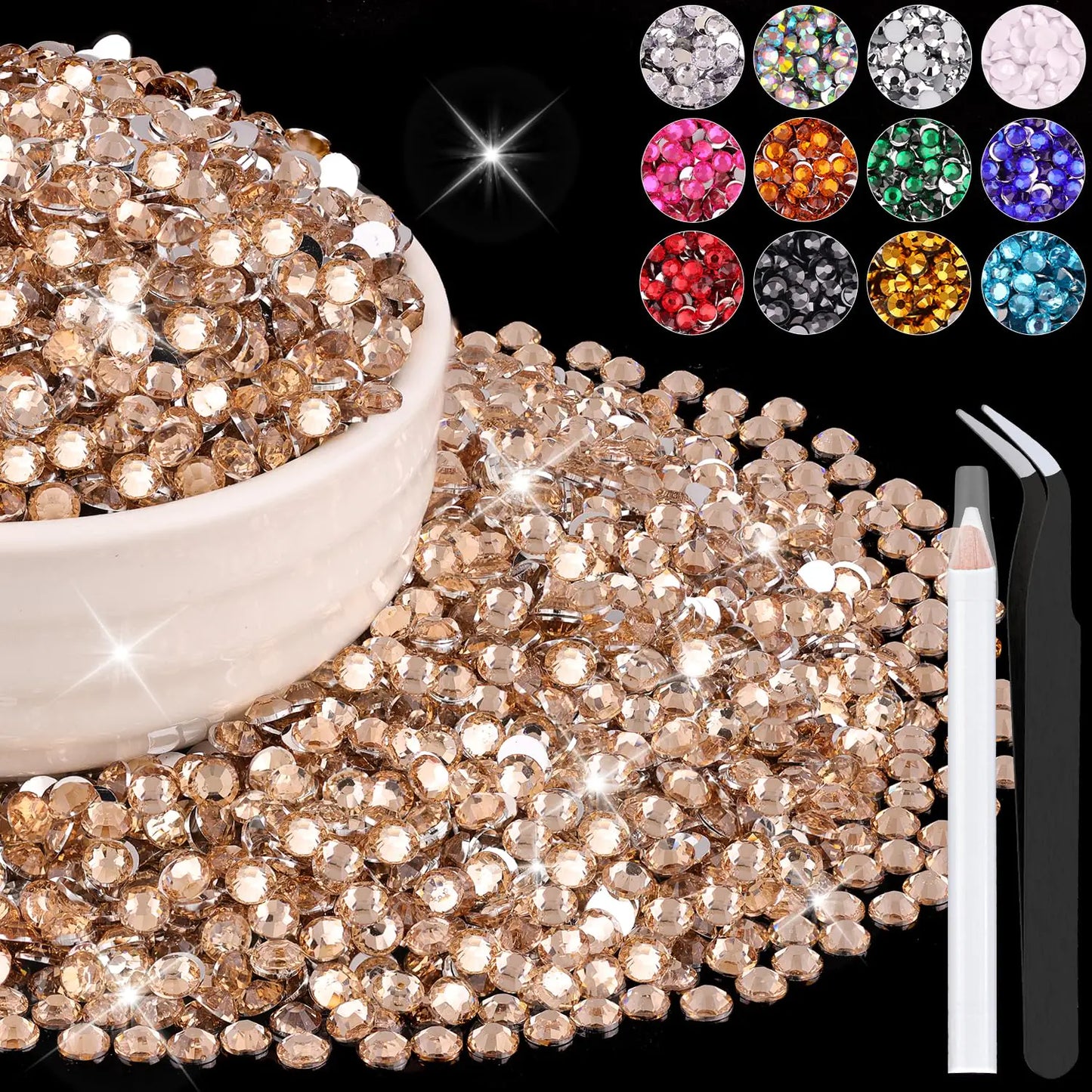 6000pcs 4mm Resin Rhinestones DIY Crystals Gems